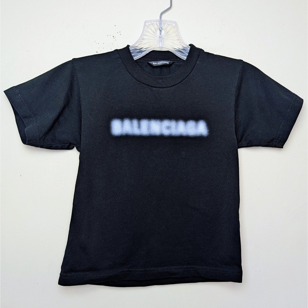 Balenciaga Blurry Logo Black Print Authentic Kids Youth‎ Size 4